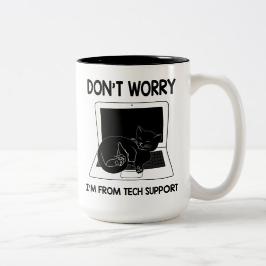 テクニカルサポート、かわいい猫のプレゼント ツートーンマグカップ (右)