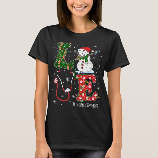 テクニシャンクリスマスサンタトナカイ愛の透析 Tシャツ (正面)
