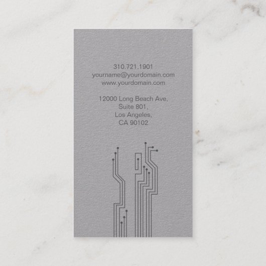 テクノのお洒落なスタイルの名刺-灰色 名刺 (裏面)