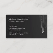 テクノのモダンなデザインの名刺-黒及び白 名刺 (裏面)