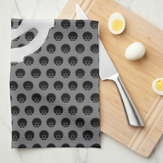 テクノのレトロのヴィンテージのクロム45スペーサDJは印刷します キッチンタオル (四つ折り)