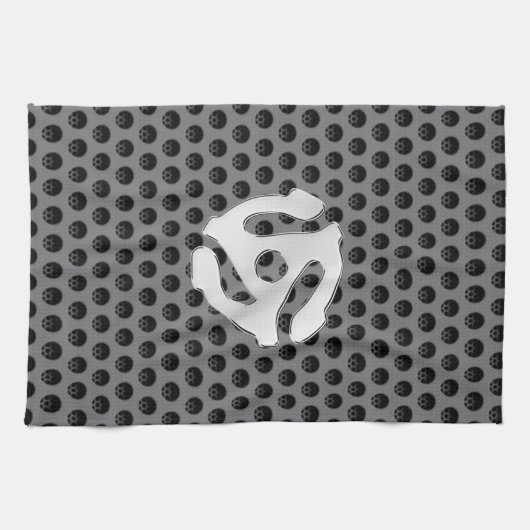 テクノのレトロのヴィンテージのクロム45スペーサDJは印刷します キッチンタオル (横)