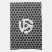 テクノのレトロのヴィンテージのクロム45スペーサDJは印刷します キッチンタオル (縦)