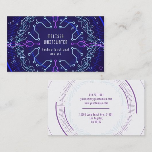 テクノの平たい箱のお洒落でカラフルな名刺 名刺 (正面/裏面)