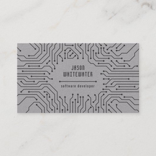 テクノの平たい箱のお洒落でモダンな名刺 名刺 (正面)