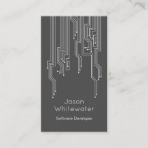 テクノの平たい箱のダークグレーお洒落な名刺-