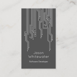 テクノの平たい箱のダークグレーお洒落な名刺- 名刺