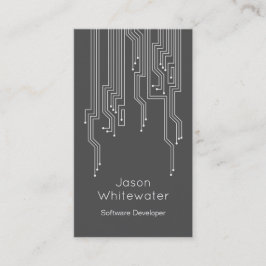 テクノの平たい箱のダークグレーお洒落な名刺- 名刺