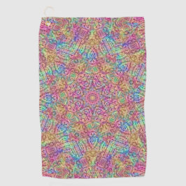 テクノカラーヴィンテージフラクタル万華鏡のように千変万化するパターン ゴルフタオル