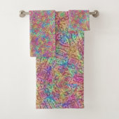 テクノカラーヴィンテージフラクタル万華鏡のように千変万化するパターン バスタオルセット (インサイチュ)