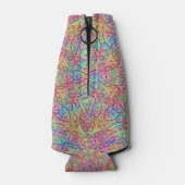 テクノカラーヴィンテージフラクタル万華鏡のように千変万化するパターン ボトルクーラー (裏面)