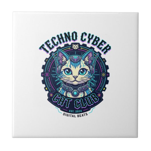 テクノサイバーキャット 楽しい猫好きデザイン - テクノC タイル (正面)