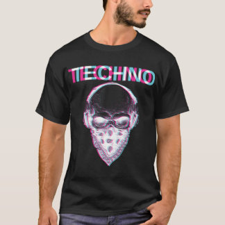 テクノスカルグリッチトリップ（幻覚体験）のようなEDMレーブハードスタイルギフト Tシャツ