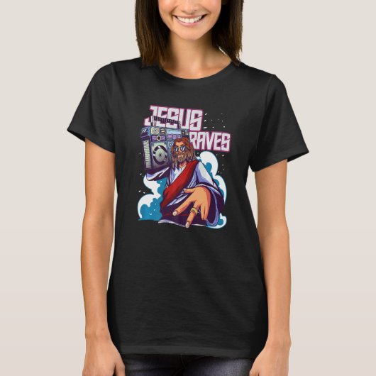 テクノダンスパーティーレイヴ男性へイエスラヴ Tシャツ (正面)
