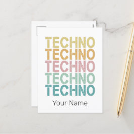 テクノハウスレトロレタリングエレクトロヴィンテージレイヴ シーズンポストカード