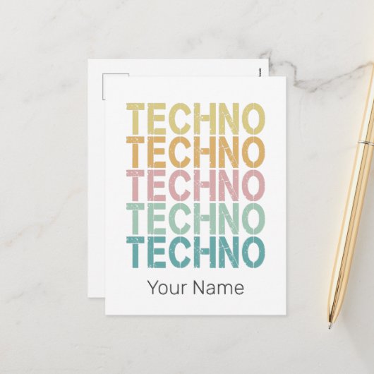 テクノハウスレトロレタリングエレクトロヴィンテージレイヴ シーズンポストカード (正面/裏面インサイチュ)