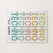 テクノハウスレトロレタリングエレクトロヴィンテージレイヴ ジグソーパズル (横)