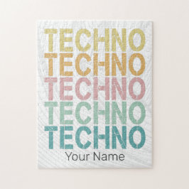 テクノハウスレトロレタリングエレクトロヴィンテージレイヴ ジグソーパズル