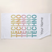 テクノハウスレトロレタリングエレクトロヴィンテージレイヴ ビーチタオル (正面)