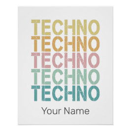 テクノハウスレトロレタリングエレクトロヴィンテージレイヴ ポスター