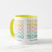 テクノハウスレトロレタリングエレクトロヴィンテージレイヴ マグカップ (正面左)