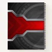 テクノパーソナライズされたをテーマにした赤と黒 ノートブック (裏面)