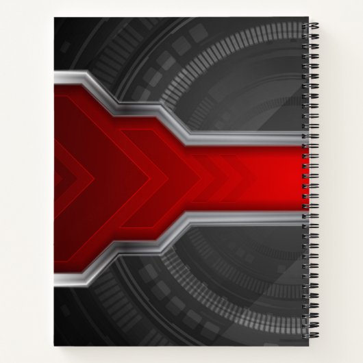 テクノパーソナライズされたをテーマにした赤と黒 ノートブック (裏面)