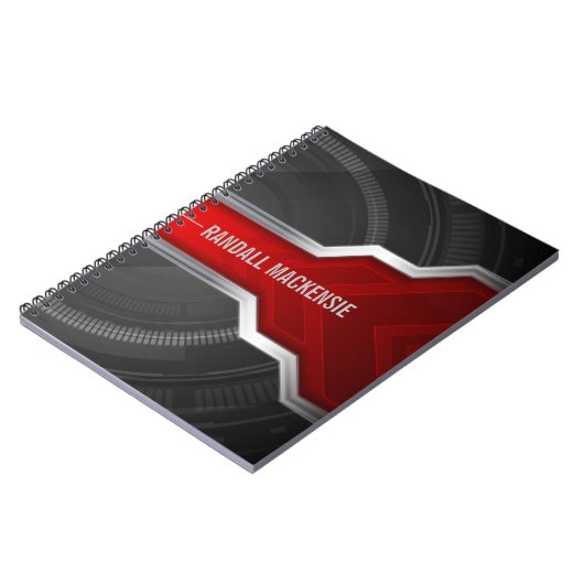 テクノパーソナライズされたをテーマにした赤と黒 ノートブック (左側)