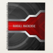 テクノパーソナライズされたをテーマにした赤と黒 プランナー手帳 (正面)
