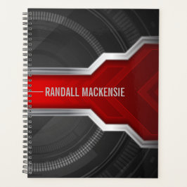 テクノパーソナライズされたをテーマにした赤と黒 プランナー手帳