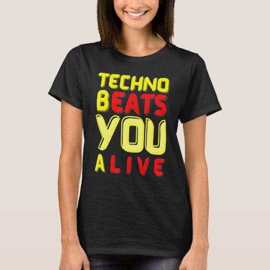 テクノビートALIVE for electronic music fans Tシャツ (正面)
