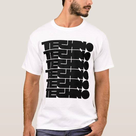 テクノボールドタイポグラフィーロゴデザイン Tシャツ (正面)