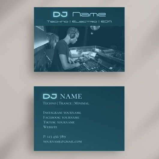 テクノミュージックDJのビジネスカード - あなたの写真入り 名刺