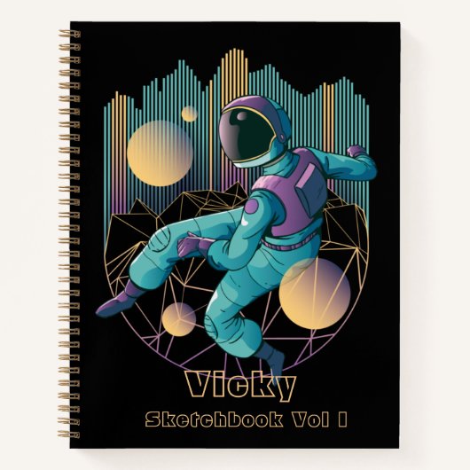 テクノモダン宇宙飛行士イラストレーション ノートブック (正面)