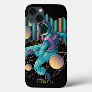 テクノモダン宇宙飛行士イラストレーション iPhone 13ケース