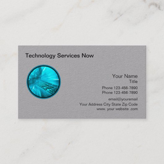 テクノロカッコいいジー・グレー・カード・ストック・ビジネス・カード 名刺 (正面)