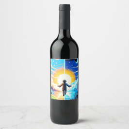 テクノロジおよび自然調和- 8ビットピクセルアート ワインラベル