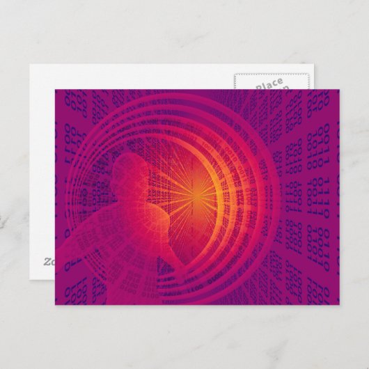 テクノロジをテーマにしたバイナリコード ポストカード (正面/裏面)