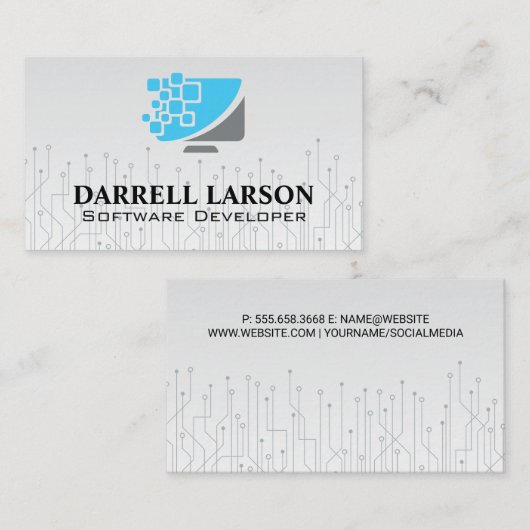 テクノロジコンピュータソフトウェアロゴ 名刺 (正面/裏面)