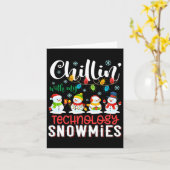 テクノロジーな雪友達とライトなクリスマスを満喫 カード (黄色い花)