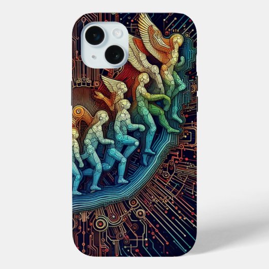 テクノロジーの進化:未来的なブラック&ホワイトのアウトライン Case-Mate iPhoneケース (裏面)