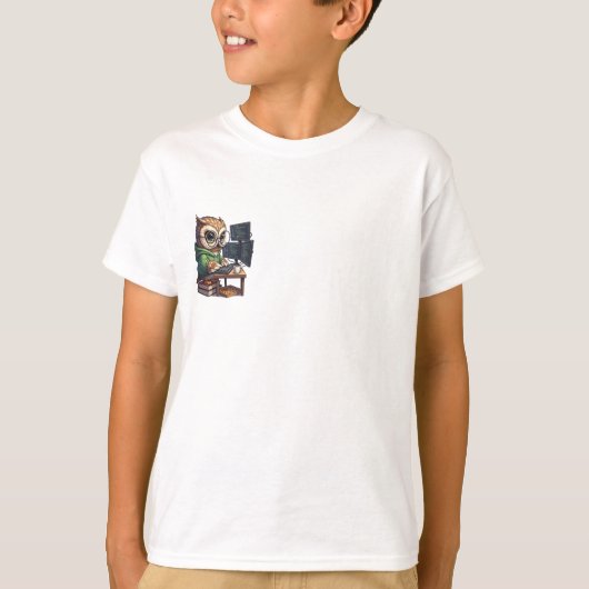 テクノロジーの魔法使い コーディング フクロウ キッズ Tシャツ (正面)