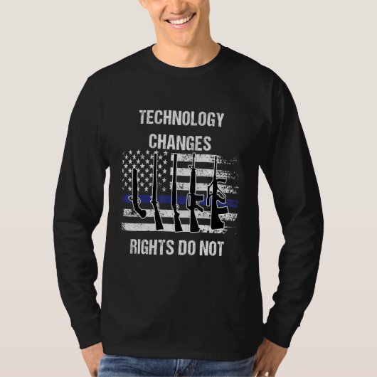 テクノロジーは変わる 権利は変わらない 第二修正条項 ガン Tシャツ (正面)