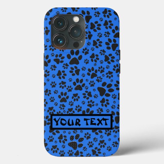 テクノロジーブルー地に黒と白のドットと犬の足跡 Case-Mate iPhoneケース (裏面)