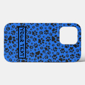 テクノロジーブルー地に黒と白のドットと犬の足跡 Case-Mate iPhoneケース (裏面 (横))