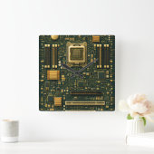 テクノロジーマザーボードダイヤル スクエア壁時計 (ホーム)