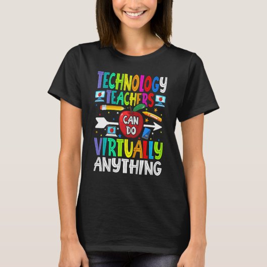 テクノロジー先生は実質的に何でも実行可能 Tシャツ (正面)