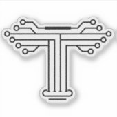テクノロジー回路イニシャルTモノグラム シール (正面)