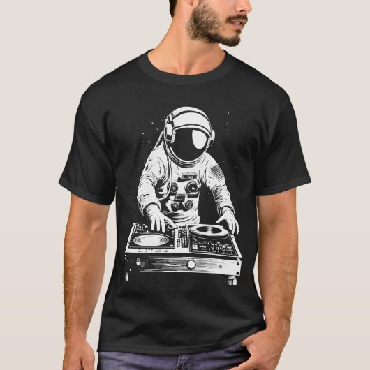 テクノ宇宙飛行士DJ Disco電子EDMミュージック Tシャツ (正面)