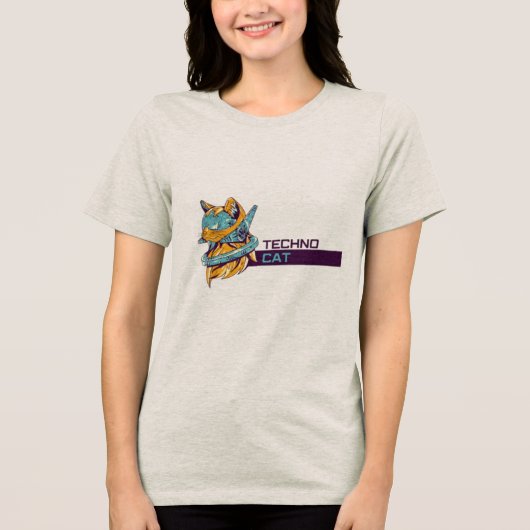 テクノ猫ファンキー未来的Tシャツ トライブレンドＴシャツ (正面)
